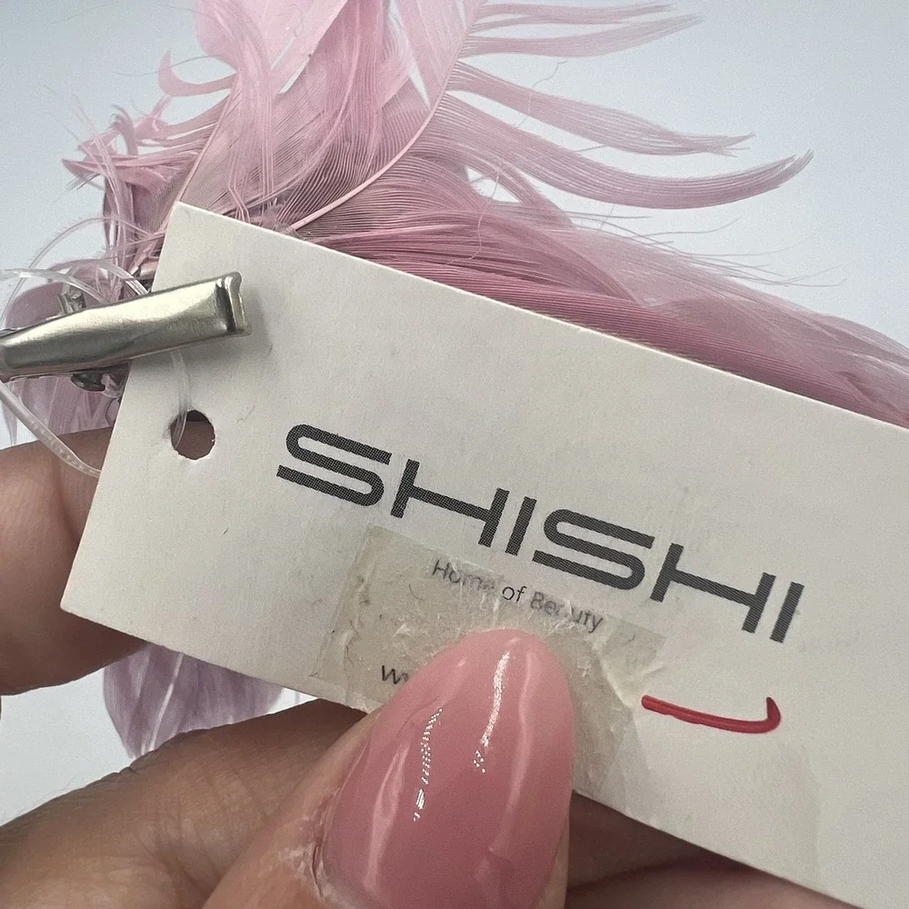 Set Of 3 Pink Feather Clip On Christmas Ornaments‎ Glamorous Chic Classy